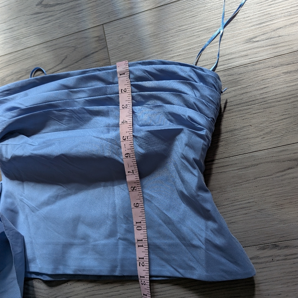 J. Crew Collection Sky Baby Blue Taffeta Ruched Bow Detail Strapless Top Size‎ 2 - Picture 7 of 8